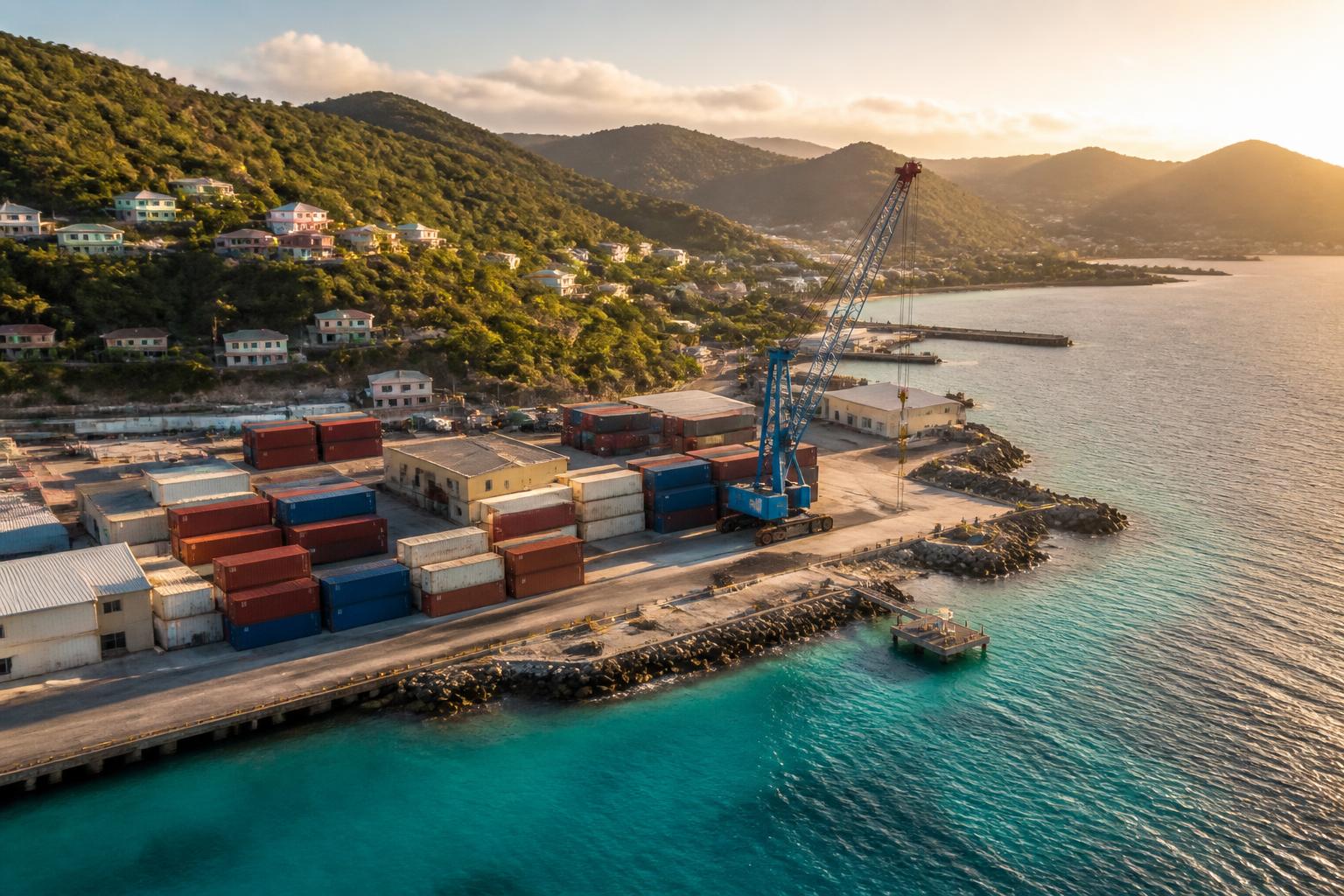 Container terminal in the Caribbean handling licensed export freight
