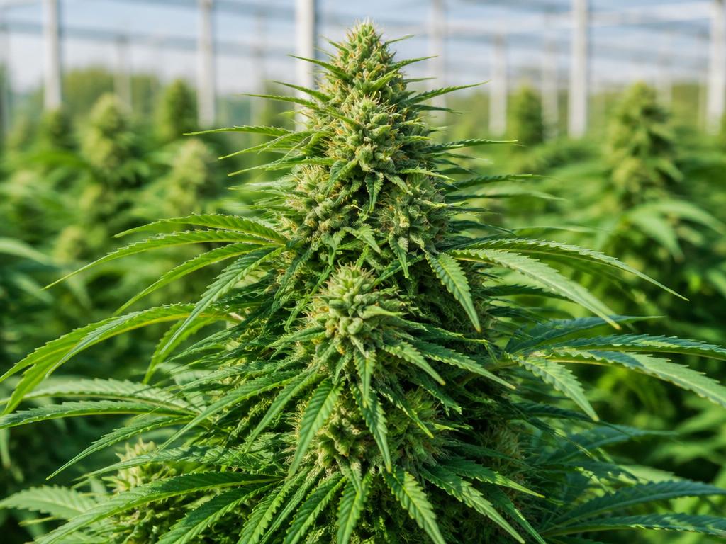 Natural cannabis plant in a cultivation facility